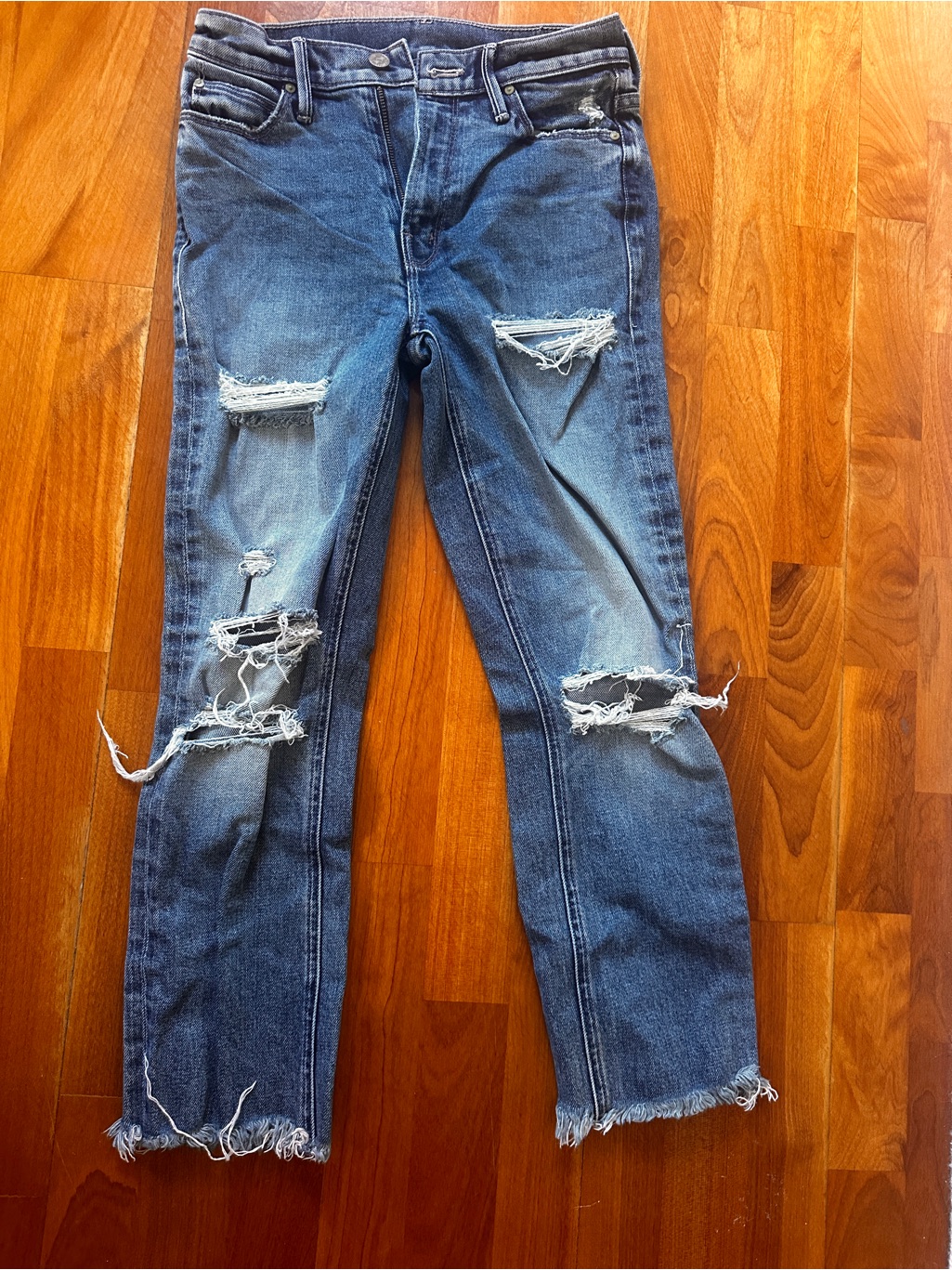 Mother - Women’s Distressed Blue Denim Jeans - Casual Ripped Style